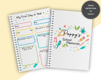 School Memory Notebook, Mijn 1e schooldag, Laatste dag van School Journal, First Day Starting School Keepsake Gift, Gepersonaliseerd dagboek