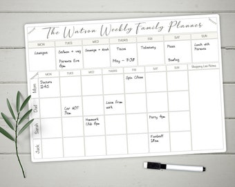 1pc effaçable planificateur d'horaire familial acrylique calendrier tableau  mural hebdomadaire facile à installer