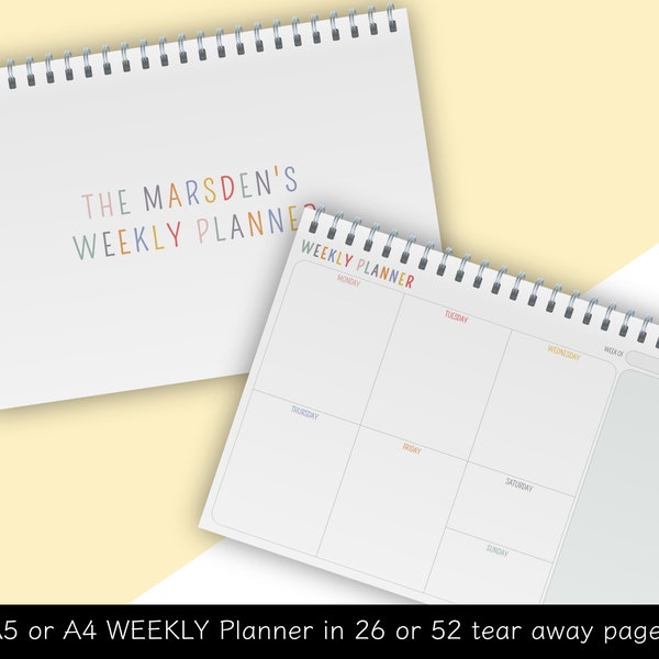 Personalisierter Wochenplaner Notizbuch, Wire Bound Multi Colored Organizer, Produktivitätsplaner A5 oder A4 Notizbuch