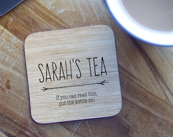 Personalised Tea or Coffee coaster, perfect gift for that drinks lover. Gifts for her, Gifts for him, new home gifts.