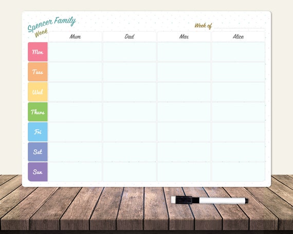 Wöchentlicher Familienplaner Whiteboard Tracker Reinigungsplan Dry Erase  Kalender Menübrett Wochenplaner Wochenplaner To Do Liste Wandkalender -  Etsy.de