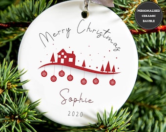 2021 Personalised Christmas Tree Decoration Bauble,  First Christmas decoration, Ceramic Christmas Gift