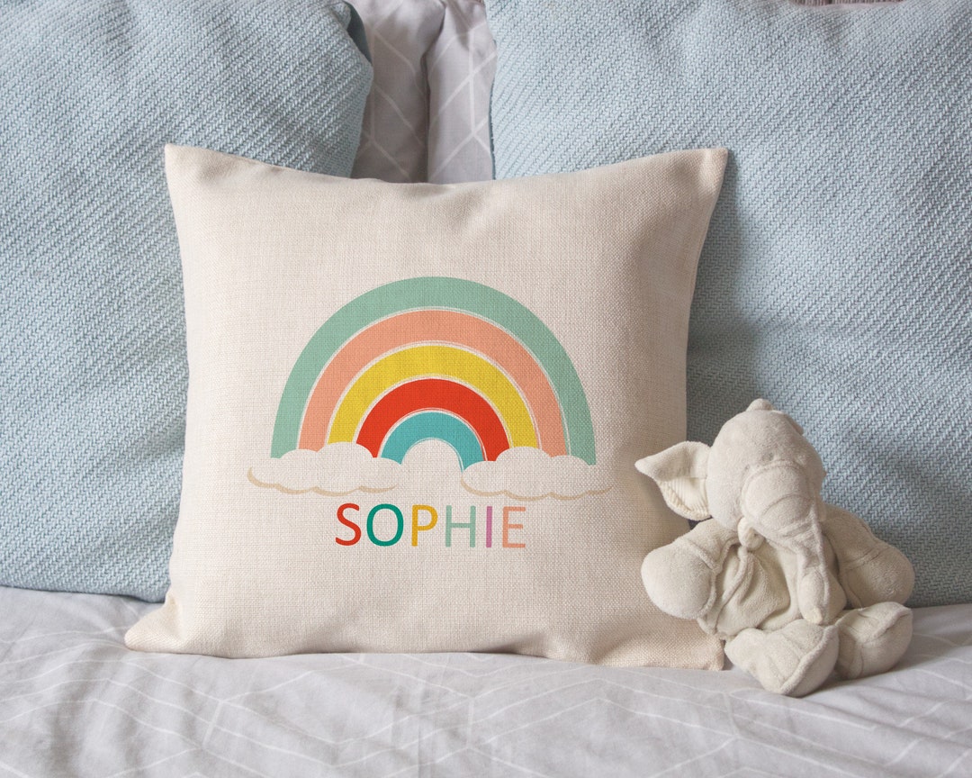 Personalised Rainbow Cushion Cover Personalised Name Rainbow Etsy