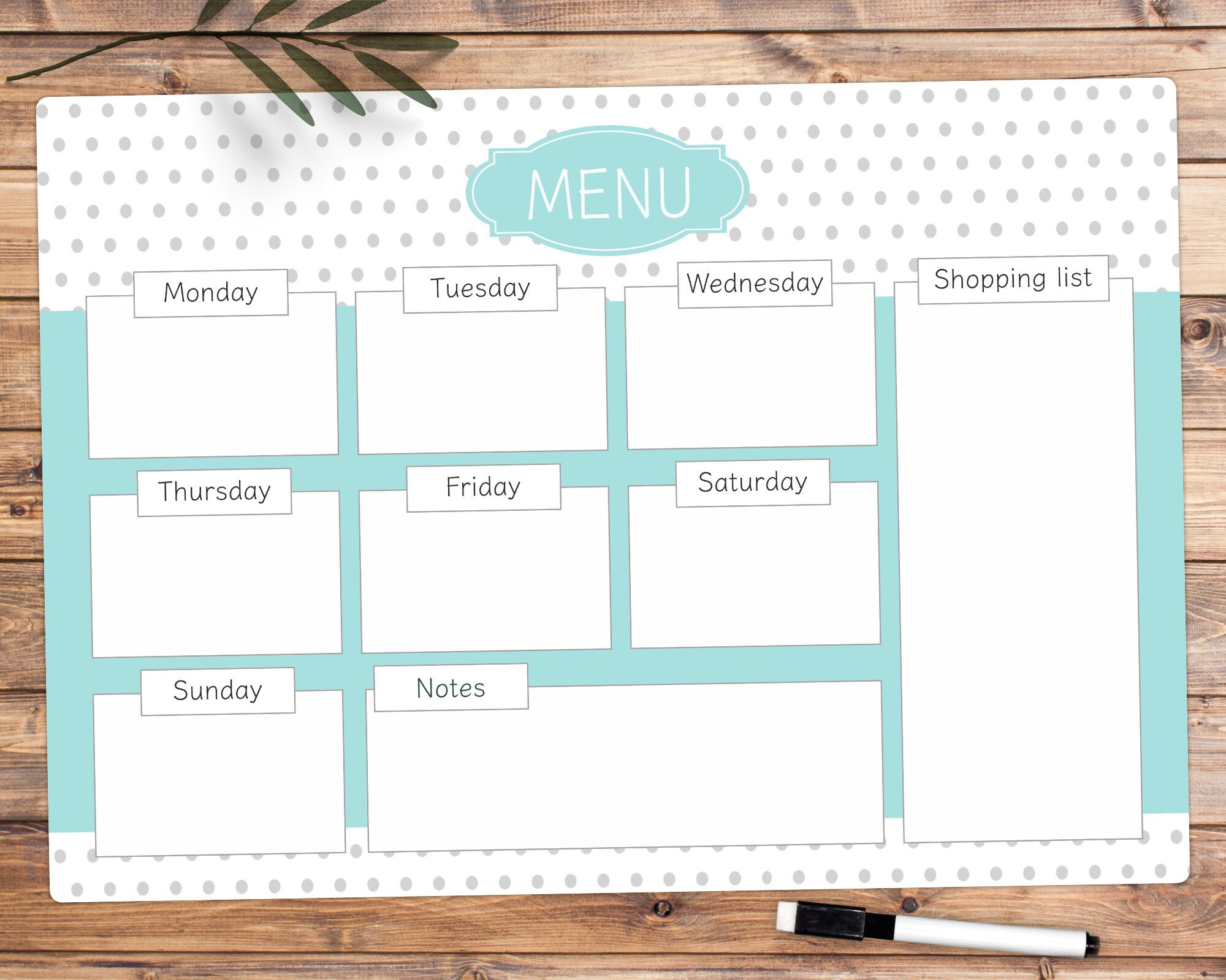 Personalised Dry Wipe Whiteboard Weekly Menu Meal Planner Etsy UK