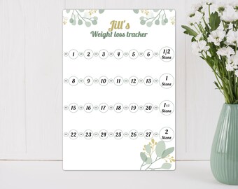 2/4 stone Personalised Weight Loss Chart, Diet Chart, Weight Loss, Custom Weight Chart.