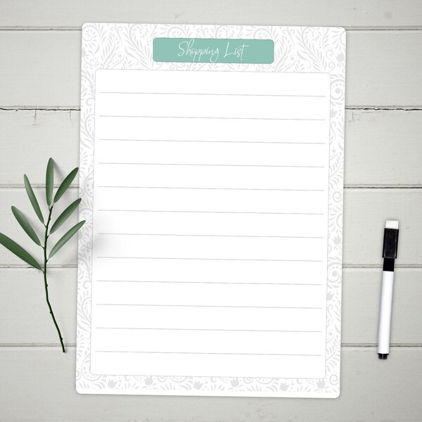 Personalised Shopping List Whiteboard - Wipe Clean Small Food Shopping Planner Dry Wipe Board