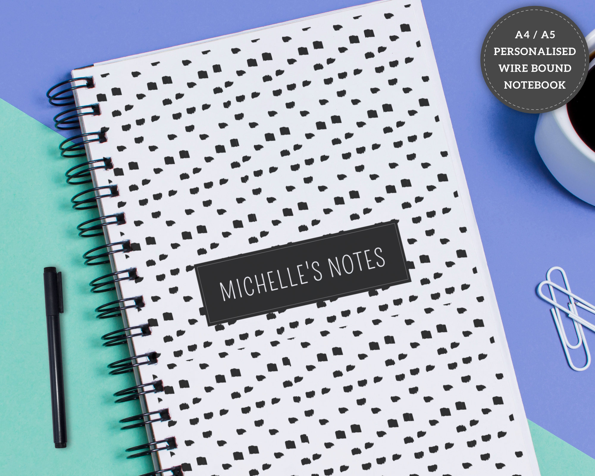 School Supplies A5 & A4 PERSONALISED NOTEBOOKS 50 LINED OR BLANK /20