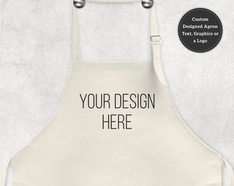 Personalised Printed Apron With Any Text Graphics Logo, Custom Business Apron, Customised Kitchen Apron for Men and Women, Workwear Apron