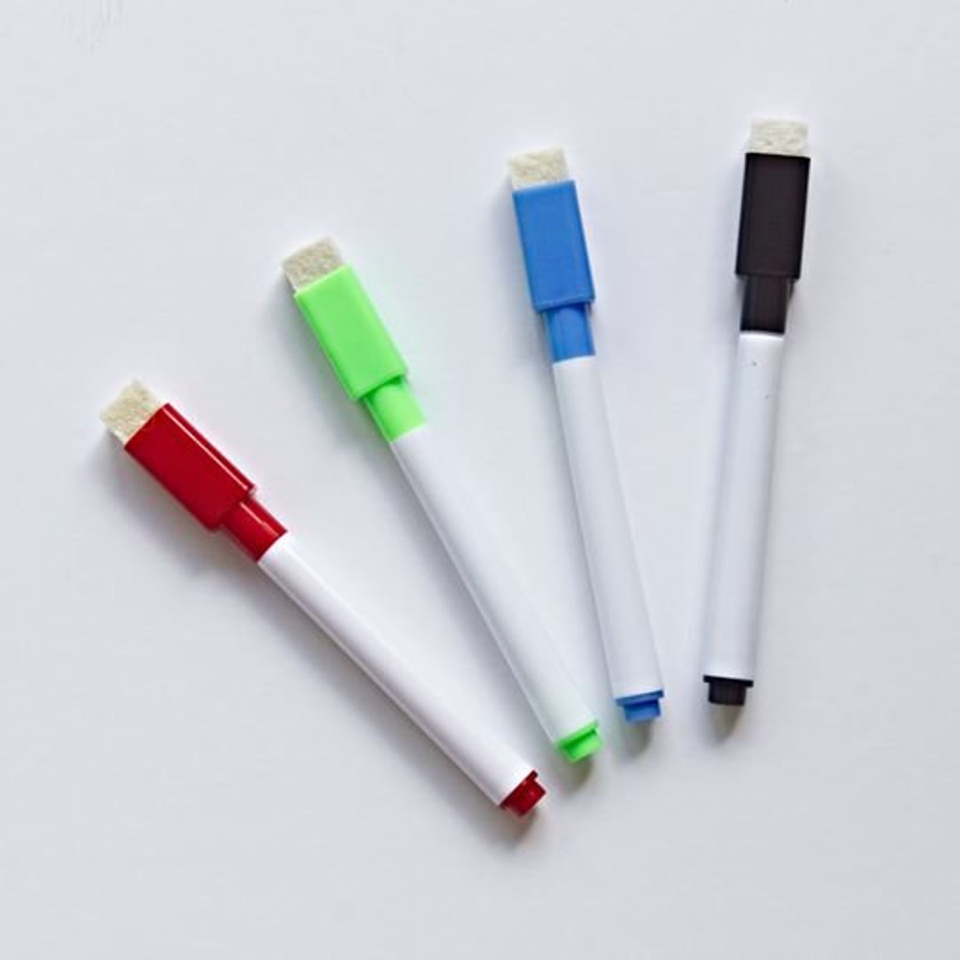 Set of 4 Coloured Dry Wipe White Board Pens With Built in Etsy UK
