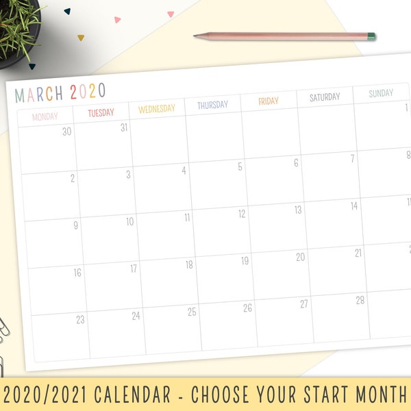 2022/2023 Monthly Calendar Notepad - A4 Tearable Notepad - Yearly Calendar Organiser Pad