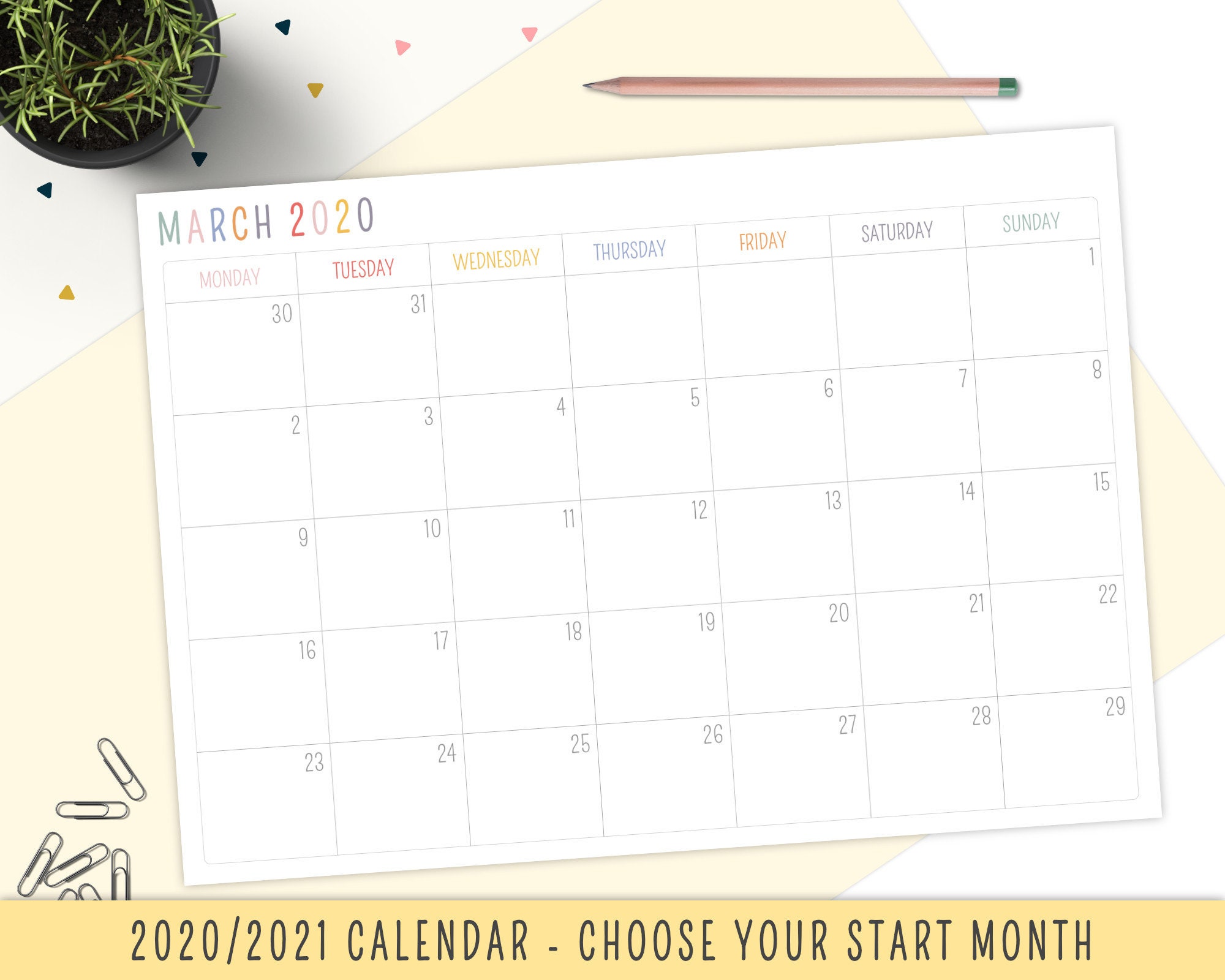 21 22 Monthly Calendar Notepad Tearable Notepad Etsy Australia