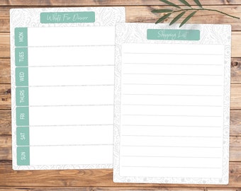 Personalised Weekly Meal Planner and Shopping List Whiteboard - Wipe Clean Small Menu and Food Organiser