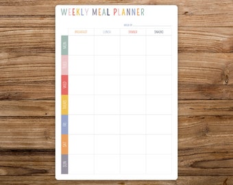 Colourful Dry Wipe Whiteboard A4 Menu Planner Board.