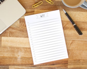 WTF To-Do Planner Notepad | Desk Pad Planner | To Do List Notepad | A5 Desk Planner | Funny Agenda & Organiser | Productivity Planner