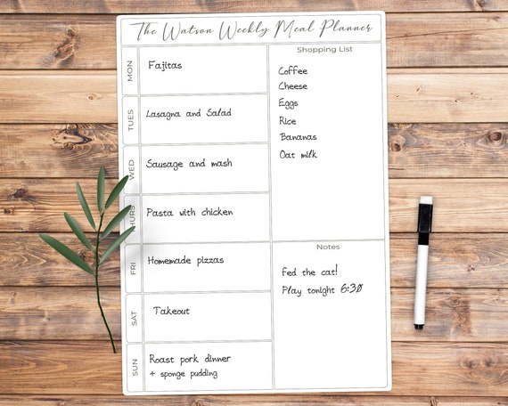 Meal on sale planning whiteboard