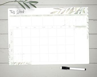 Personalised Weekly Planner Whiteboard, Large A3 Write and Wipe Clean Weekly Organiser, Meal, Family Shopping list, Notes, Dry Wipe Planner