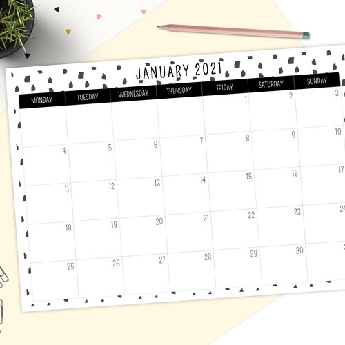 Red Floral Monthly Calendar Planner Desk Accessory Etsy