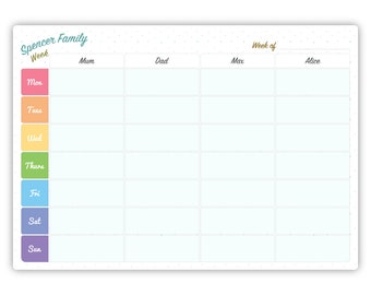 Weekly Family Planner Whiteboard Tracker Cleaning Schedule Dry Erase Calendar Menu Board Weekly Meal Planner Weekly To Do List Wall Calendar