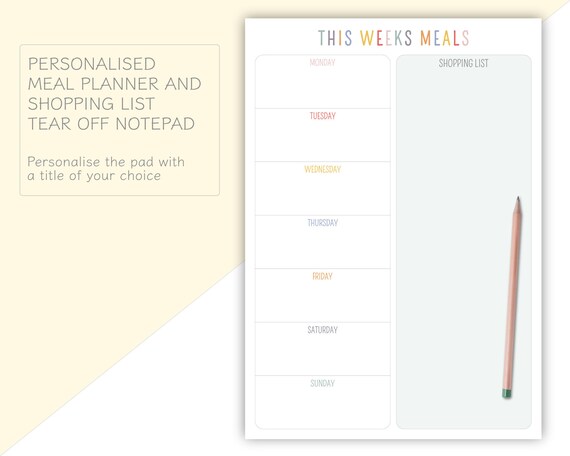 Planificateur de menus hebdomadaire et liste de courses avec espace pour  notes: Planifier les repas de la semaine, carnet planificateur de menus