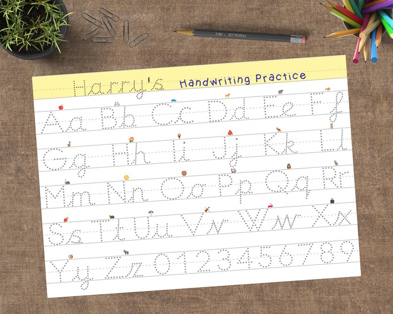 Personalised Kids Pre Cursive Handwriting Practice Download | Etsy UK