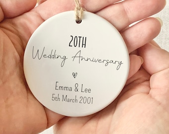 Personalized 20th Anniversary Ceramic Ornament: China Wedding Keepsake