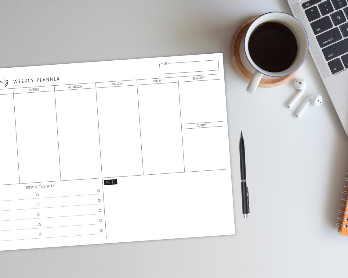 Personalised Weekly Planner Notepad Desk Planner Pad A4 or Etsy UK