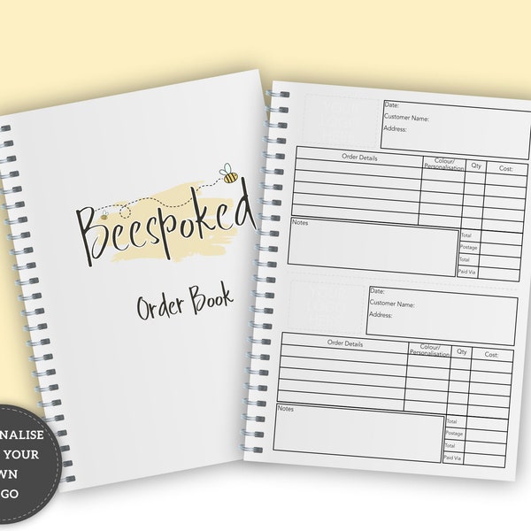 Personalised A5 or A4 Business Order Book, Logo Order Book, Wire Bound Order Book, Order Tracker, Double Sided,1 or 2 Orders Per Page