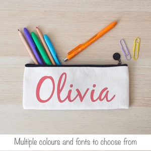 Personalised Kids Pink Pencil Case With Custom Name for Girls