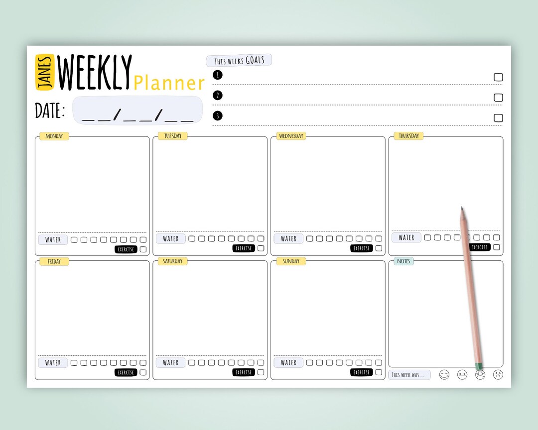 Weekly Planner Notepad | Desk Pad Planner | to Do List Notepad |A4 or ...