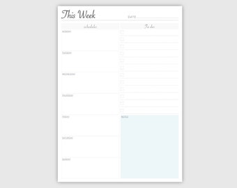Weekly Planner Notepad | Desk Pad Planner | To Do List Notepad |A4 or A5 Desk Planner | Weekly Agenda & Organiser | Productivity Planner