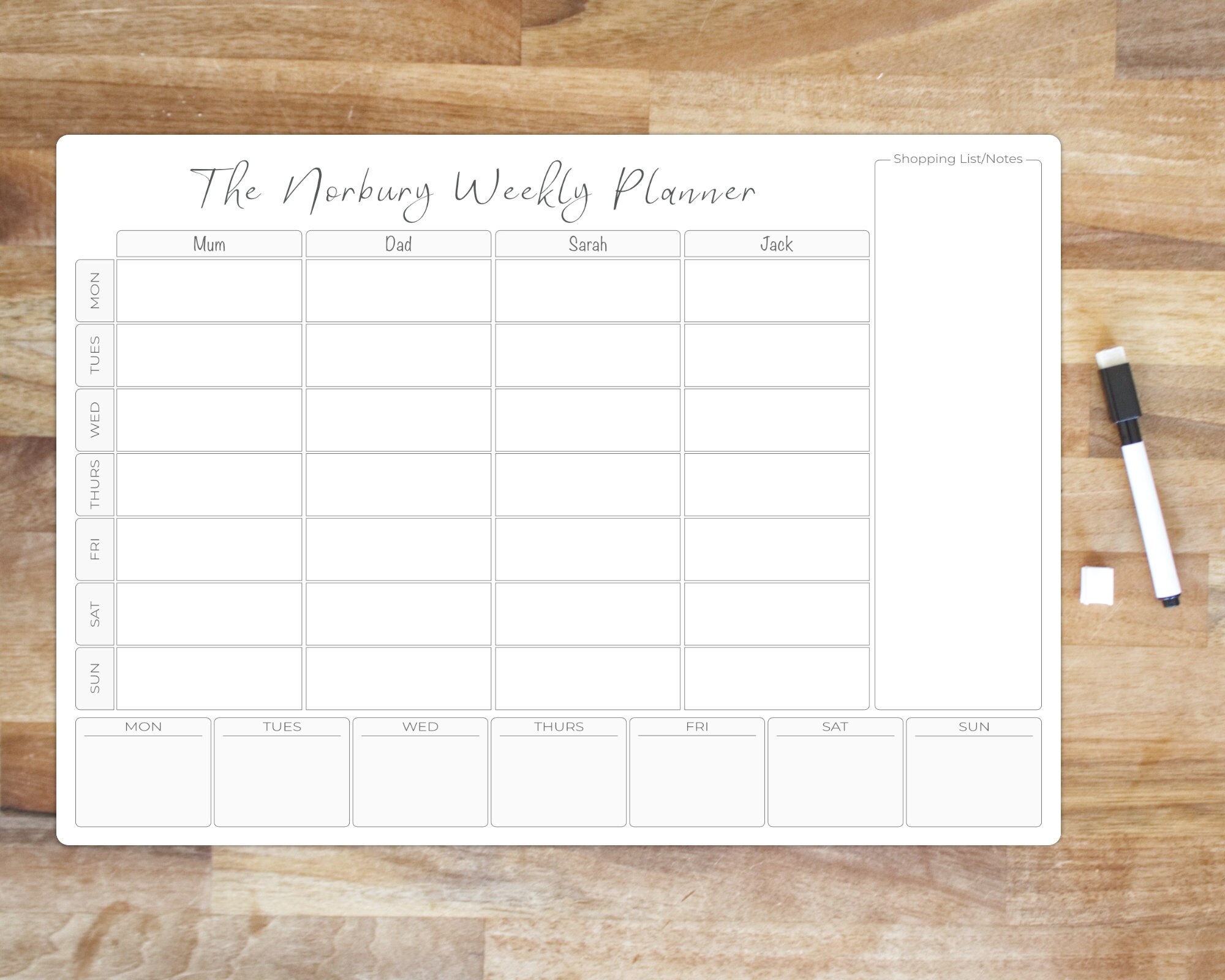 Personalised Weekly Wall Planner Whiteboard A3 Family Dry Etsy UK