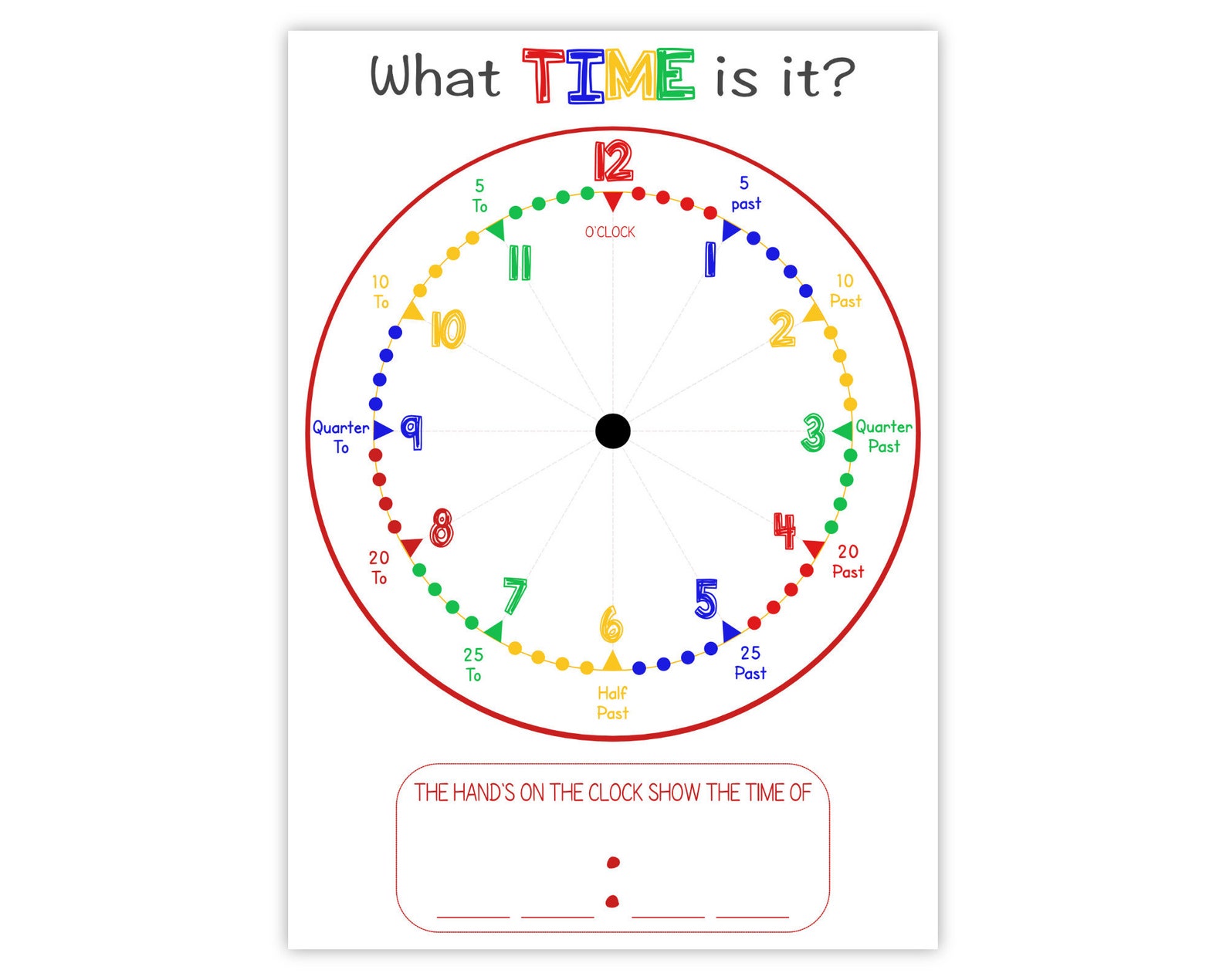 Personalised Kids Learning to Tell the Time INSTANT DOWNLOAD, Telling ...