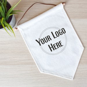 Logo Branded Linen Wall Flag, Business Fabric Pennant, Home Offie Decor, Wall Decor, Custom Created Wall Hanging