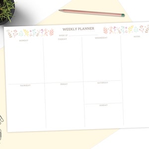 Personalised Weekly Planner Notepad, Desk Pad Planner, A4 or A5 Tearable Pad, Daily Organiser Notes To Do Schedule, Task Planner