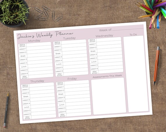 Personalised Teachers Weekly Planner Tear off Notepad Desk Pad - Etsy