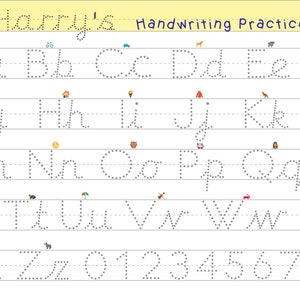 Personalised Kids Pre Cursive Handwriting Practice Download ...
