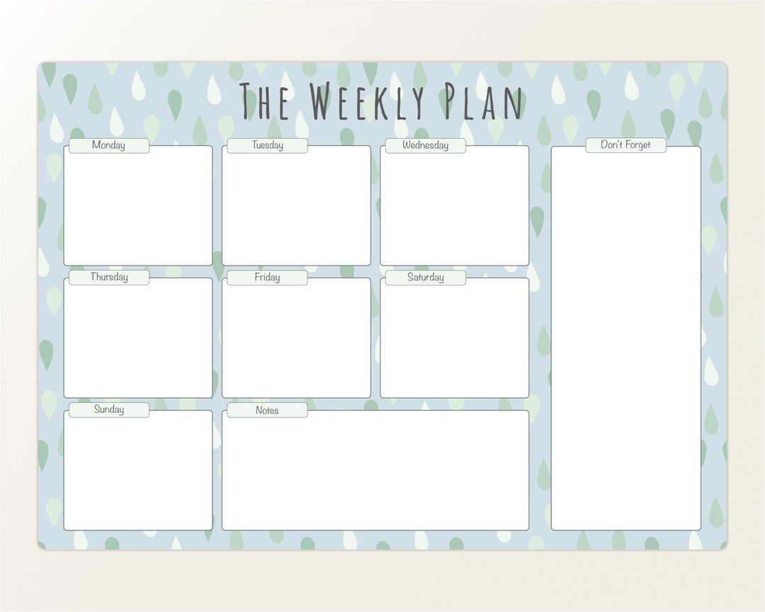 Weekly Wall Planner Dry Erase Whiteboard, A4 White Board Home Organiser