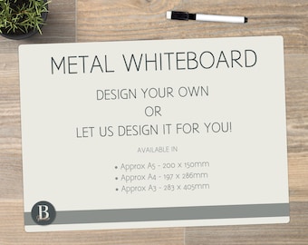 Custom Designed A4  or A3 Aluminium Whiteboard, Print Your Own Design