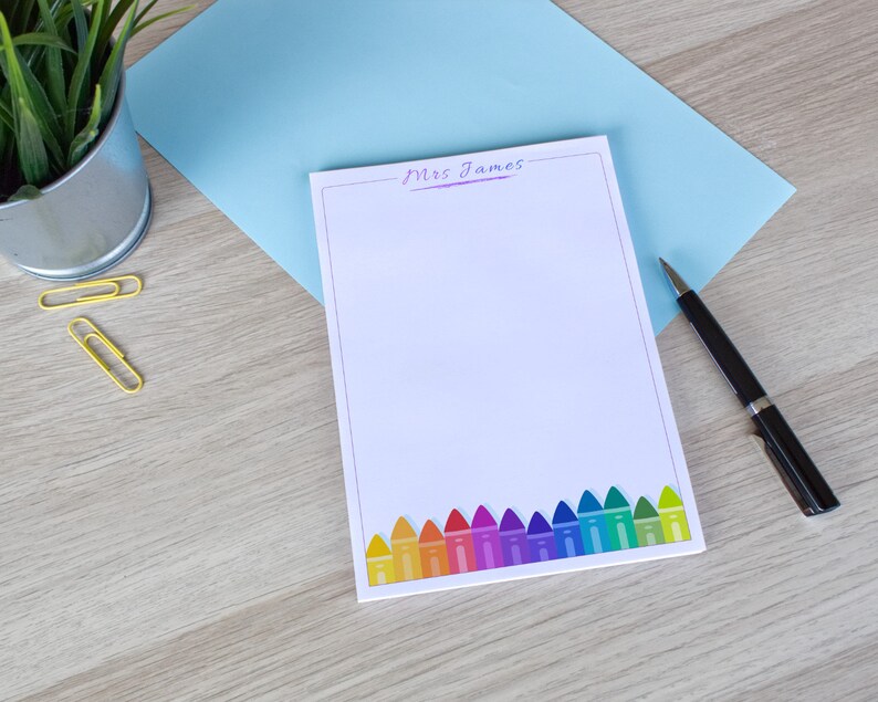 Crayon Teacher Personalised Notepad Custom Teacher Notepad Etsy