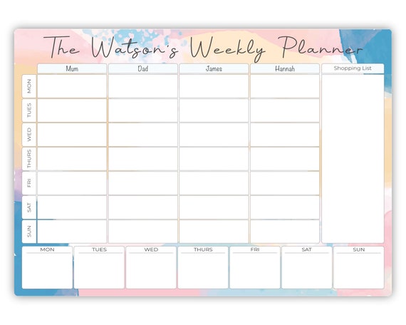 Lavagna settimanale per famiglie planner, grande A3 Bright Weekly Family  Dry Wipe Wall Organiser, Meal Planner, Dry Erase White Board Command Centre  -  Italia