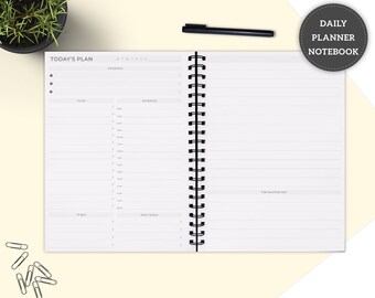 Personalised Daily Planner Notebook, Wire Bound Daily Organiser, Productivity Planner A5 or A4  Notebook