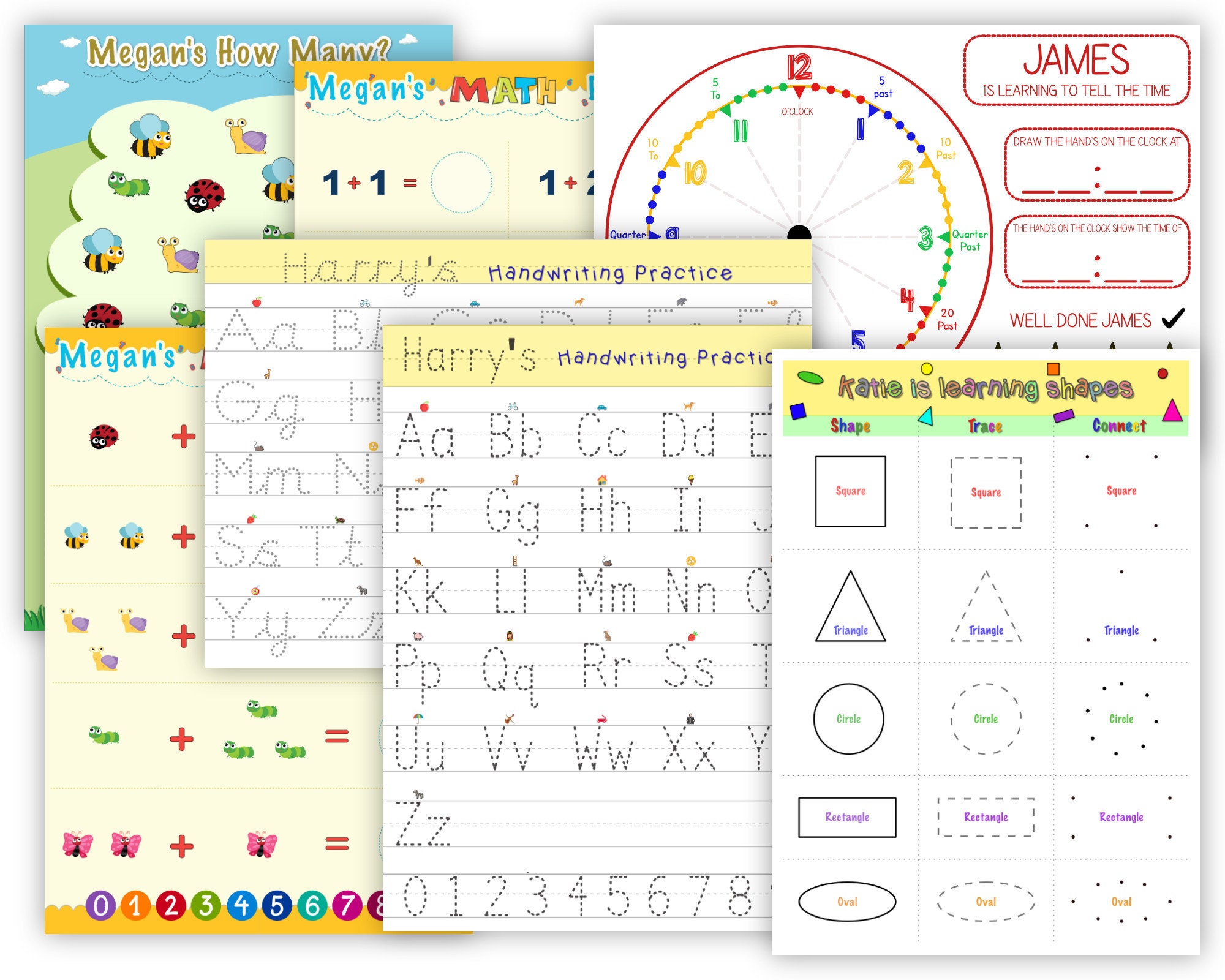 personalised kids practice worksheet download 7 worksheets etsy ireland