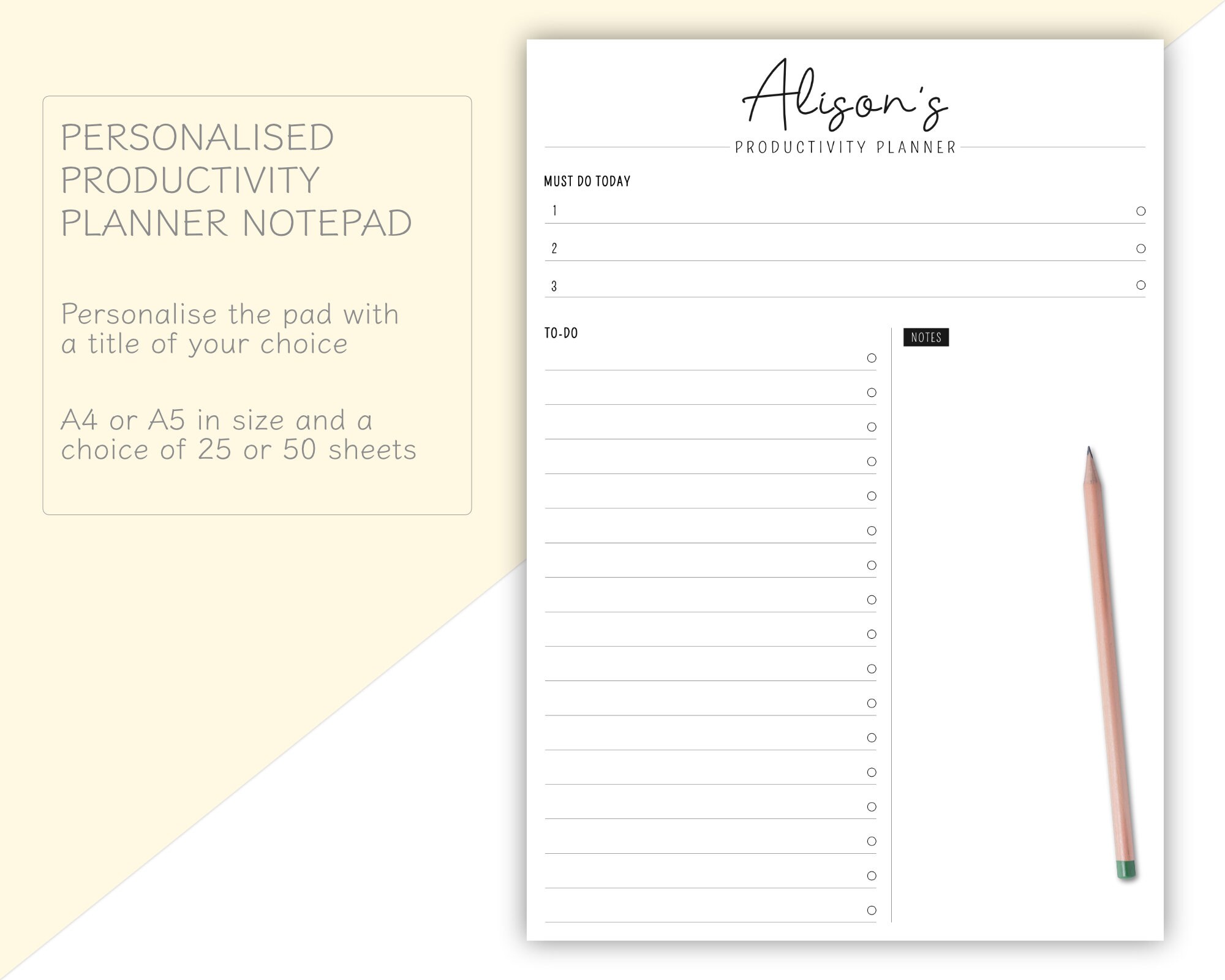 Printed Personalised Notepad, to Do List Notepad, A5 A4 Desk Planner ...