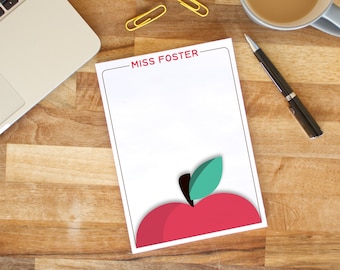 Apple Teacher Personalised Notepad | Custom Teacher Notepad | Personalised Stationery | Writing Pad | Gifts for Teacher | End of Year Gift