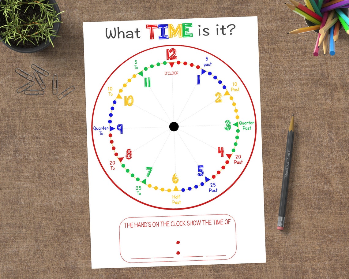 Personalised Kids Learning to Tell the Time INSTANT DOWNLOAD, Telling ...