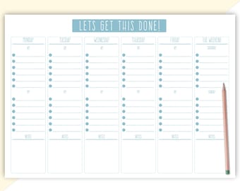 Weekly Planner  A5/A4 Notepad - Tearable Pad Weekly AM/PM Planner with Notes