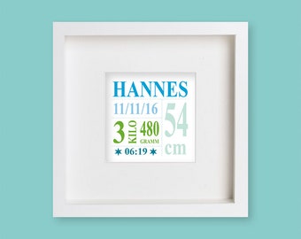 Personalized birth picture with frame