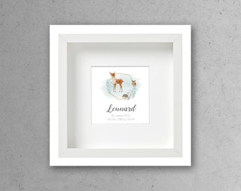 Personalized birth picture with frame "Forest Animals Boy"