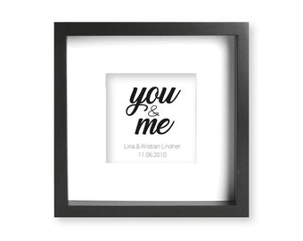 Personalisiertes Bild mit Rahmen "You and me", Valentinstag, Hochzeit, Liebe