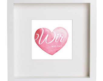 Personalized picture with frame "We" with year, love, wedding, Valentine's Day